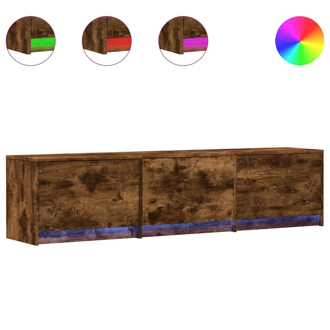 TV-skab med LED Røget eg 165 x 34 x 40 cm Konstrueret træ