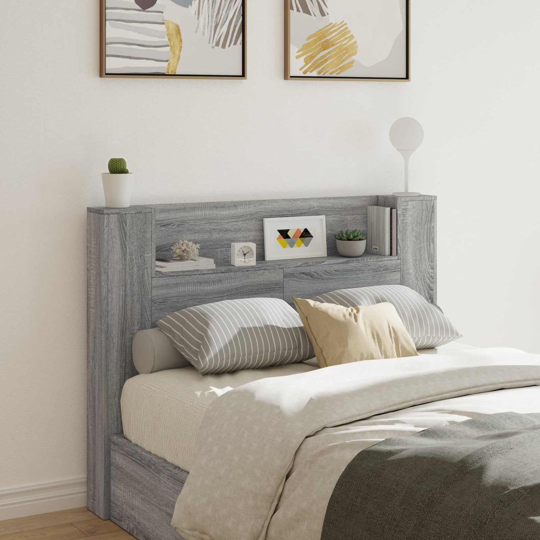 Hovedgærde kabinet med LED Grå Sonoma 140 x 16,5 x 103,5 cm