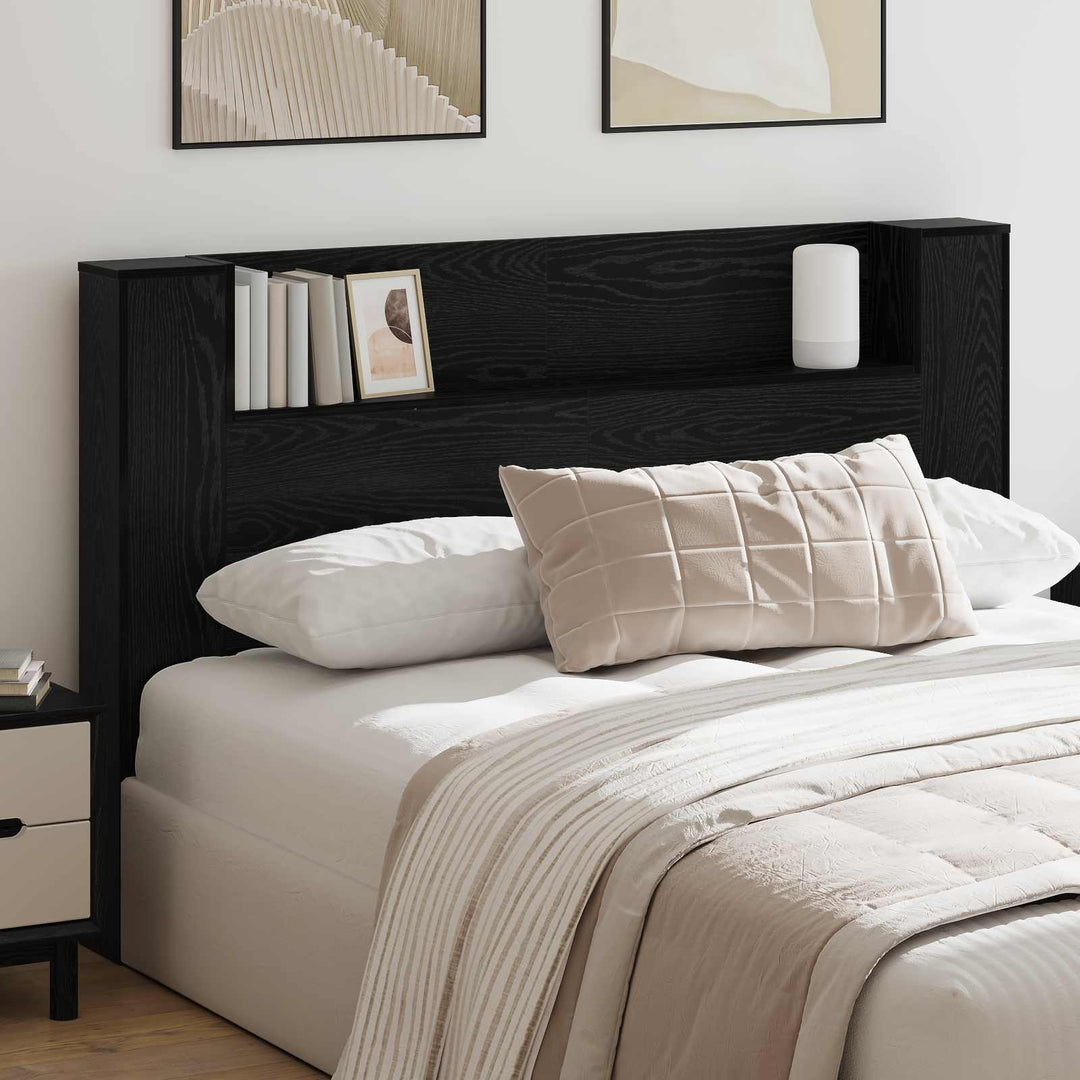 Hovedgærde kabinet med LED Sort Eg 160 x 16,5 x 103,5 cm