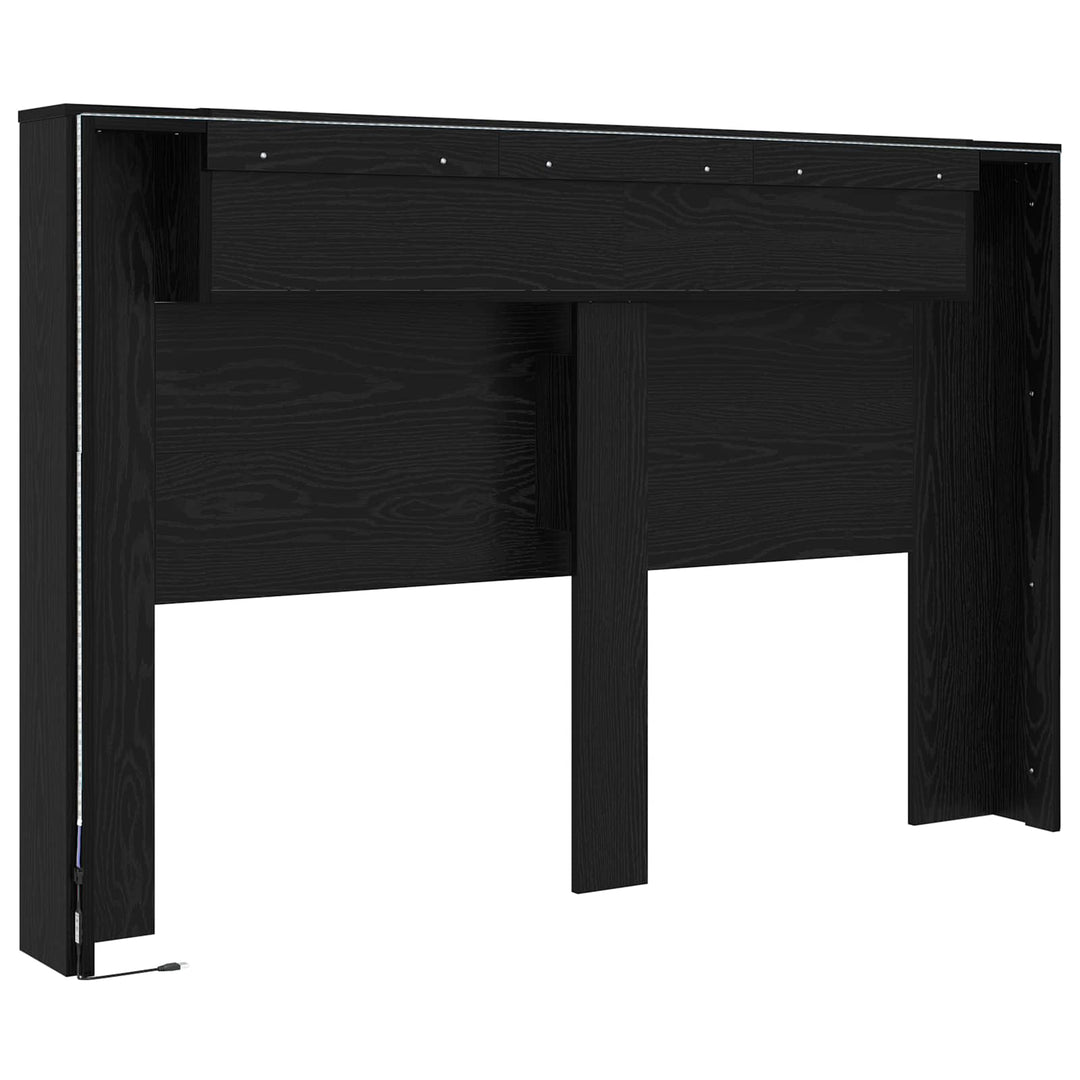 Hovedgærde kabinet med LED Sort Eg 160 x 16,5 x 103,5 cm