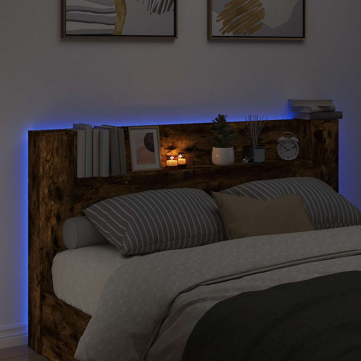 Hovedgærde kabinet med LED Røget Eg 180 x 16,5 x 103,5 cm