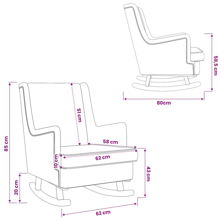 Gyngestol Sort 62 x 80 x 85 cm Bouclé