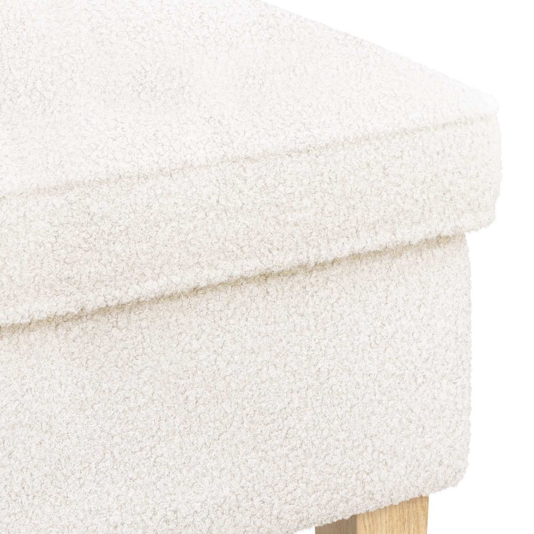 Fodskammel Cremefarvet 55 x 35 x 41 cm Bouclé