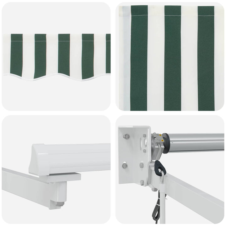 Markise Grøn og Hvid 3 x 2 m Polyester og metal
