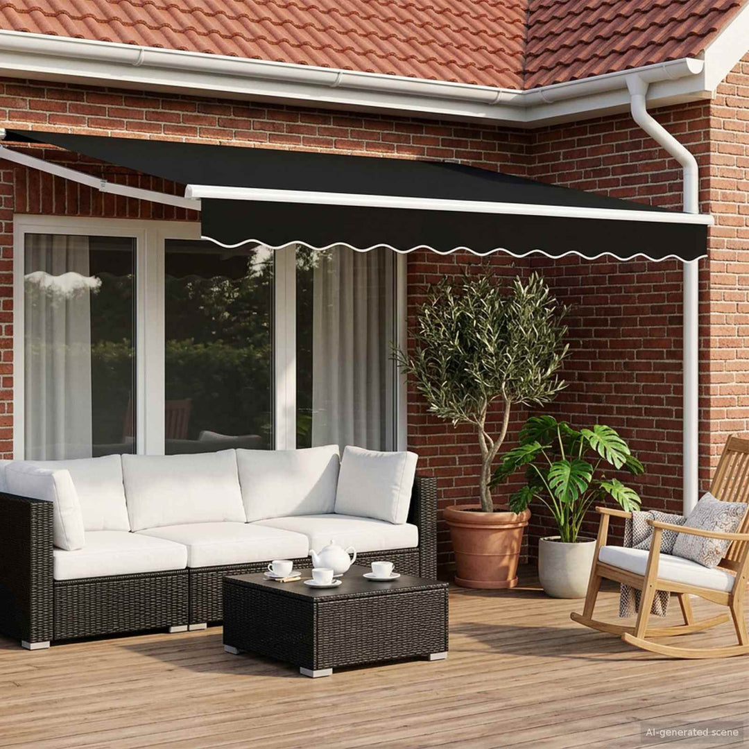 Elektrisk Utrækkelig Markise Sort og Hvid 3,5 x 2,5 m