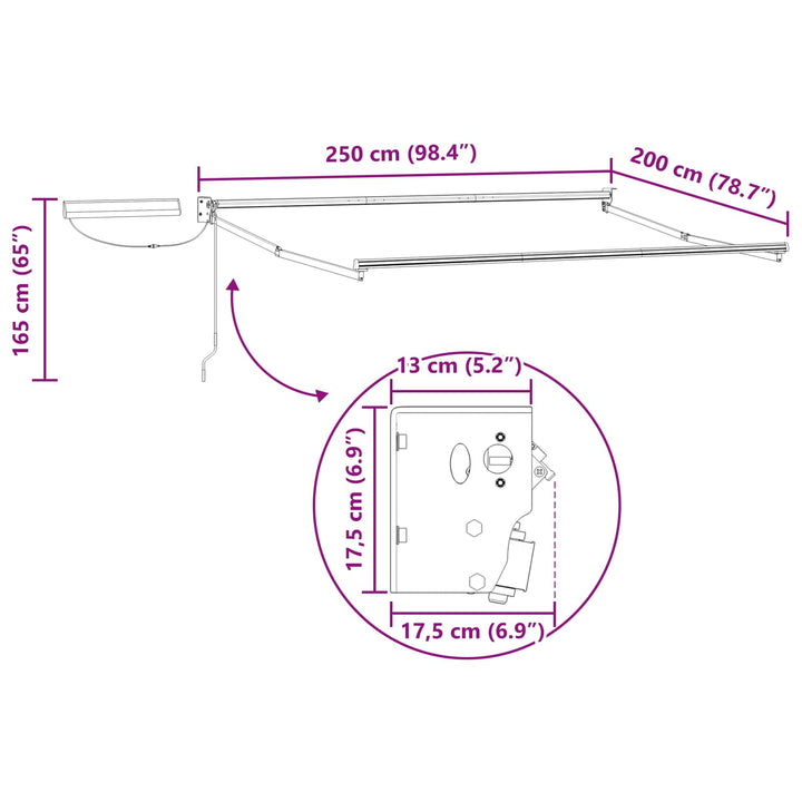 Elektrisk Utrækkelig Markise Flerfarvet 2,5 x 2 m