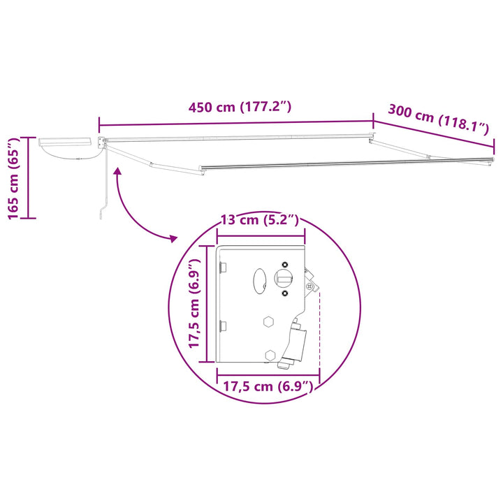Elektrisk Utrækkelig Markise Grøn, Hvid, Antracitgrå 4,5 × 3 m