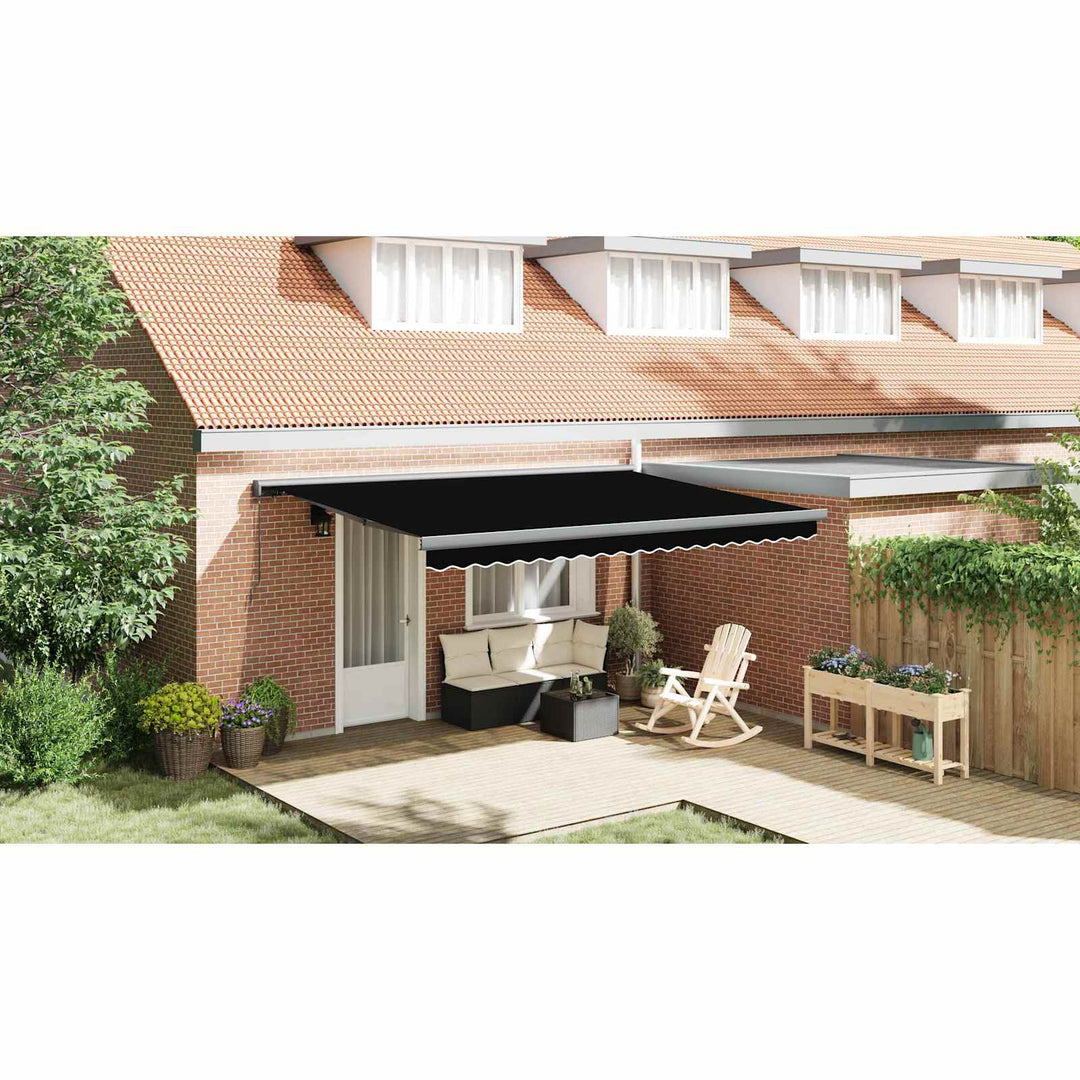 Utrækkelig Markise Sort 4 × 3 m Canvas og Aluminium