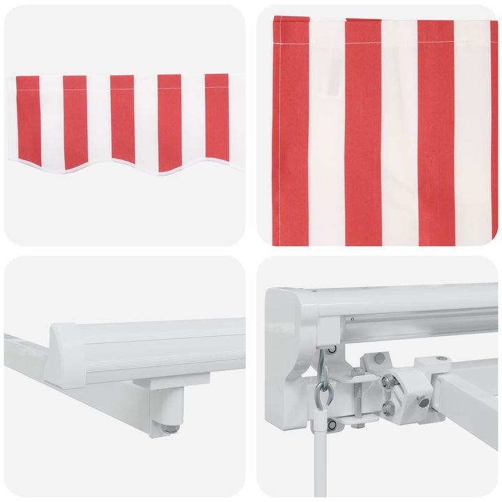 Manuel Utrækkelig Markise Rød og Hvid 5 x 3 m