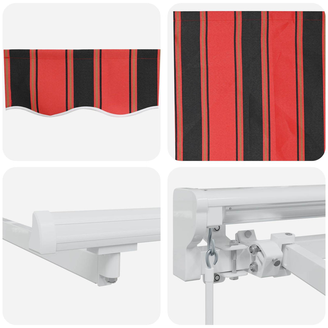 Manuel markise-ramme med LED-lys Orange, Sort og Hvid 2,5 x 2 m