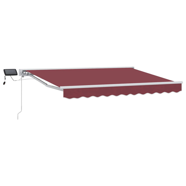 Manuel markise-ramme med LED-lys Bordeaux og Hvid 2,5 x 2 m