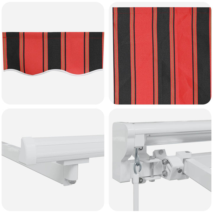Manuel markise-ramme med LED-lys Orange, Sort og Hvid 3 x 2 m