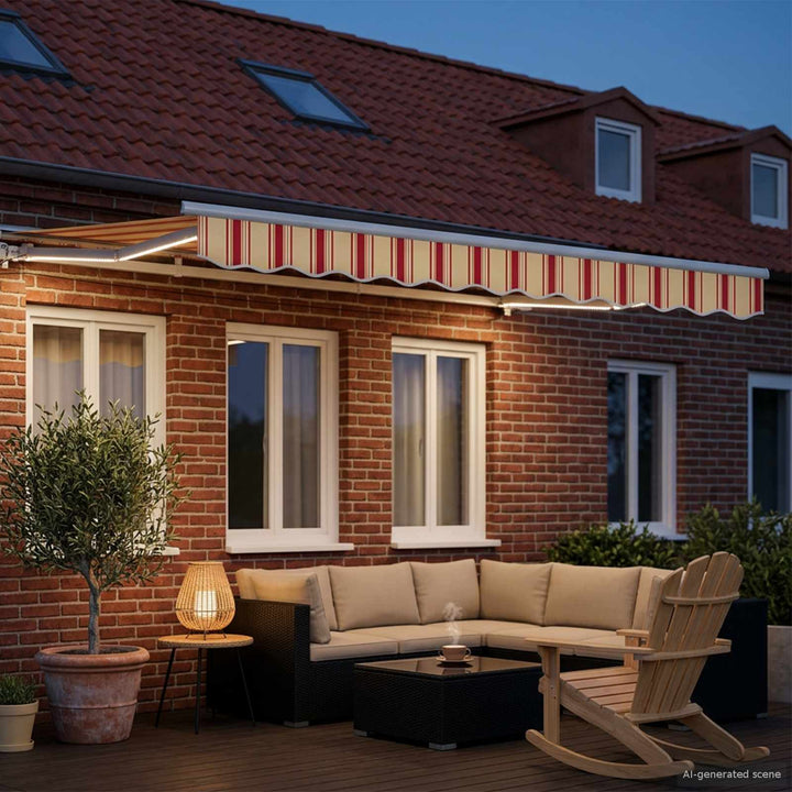 Manuel markise-ramme med LED-lys Gul, Orange og Hvid 3 x 2 m