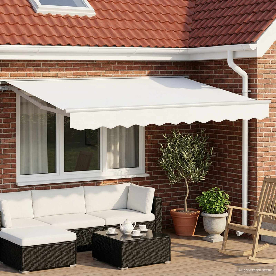 Manuel markise-ramme med LED-lys Hvid 3 x 2 m