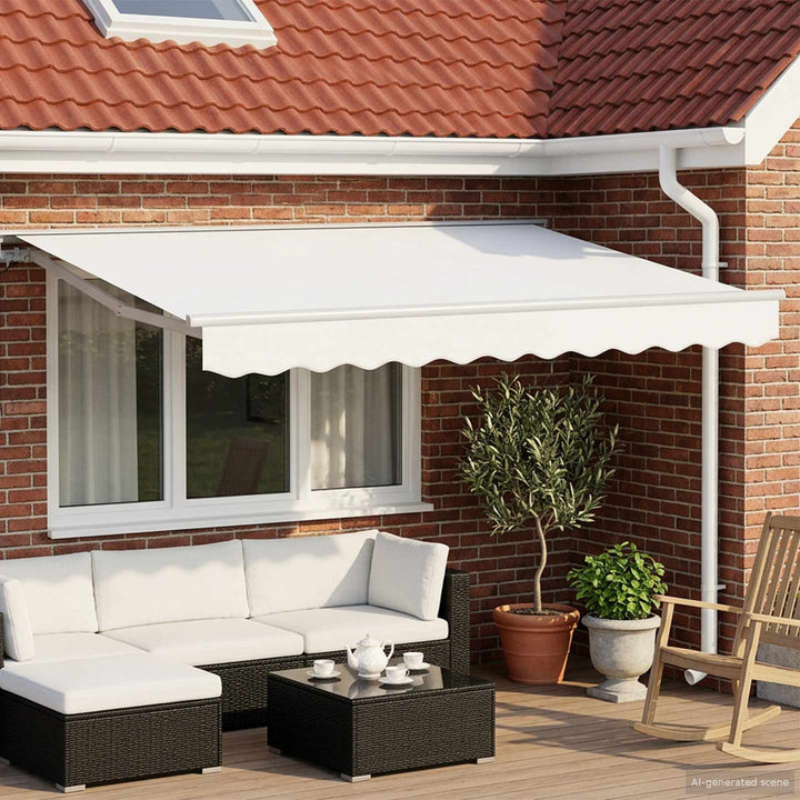 Manuel markise-ramme med LED-lys Hvid 3 x 2 m