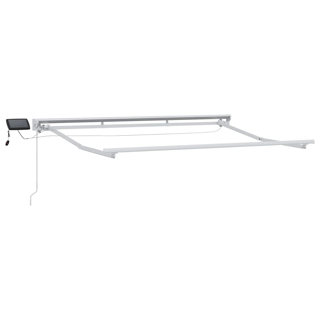 Manuel markise-ramme med LED-lys Beige og hvid 3,5 x 2 m
