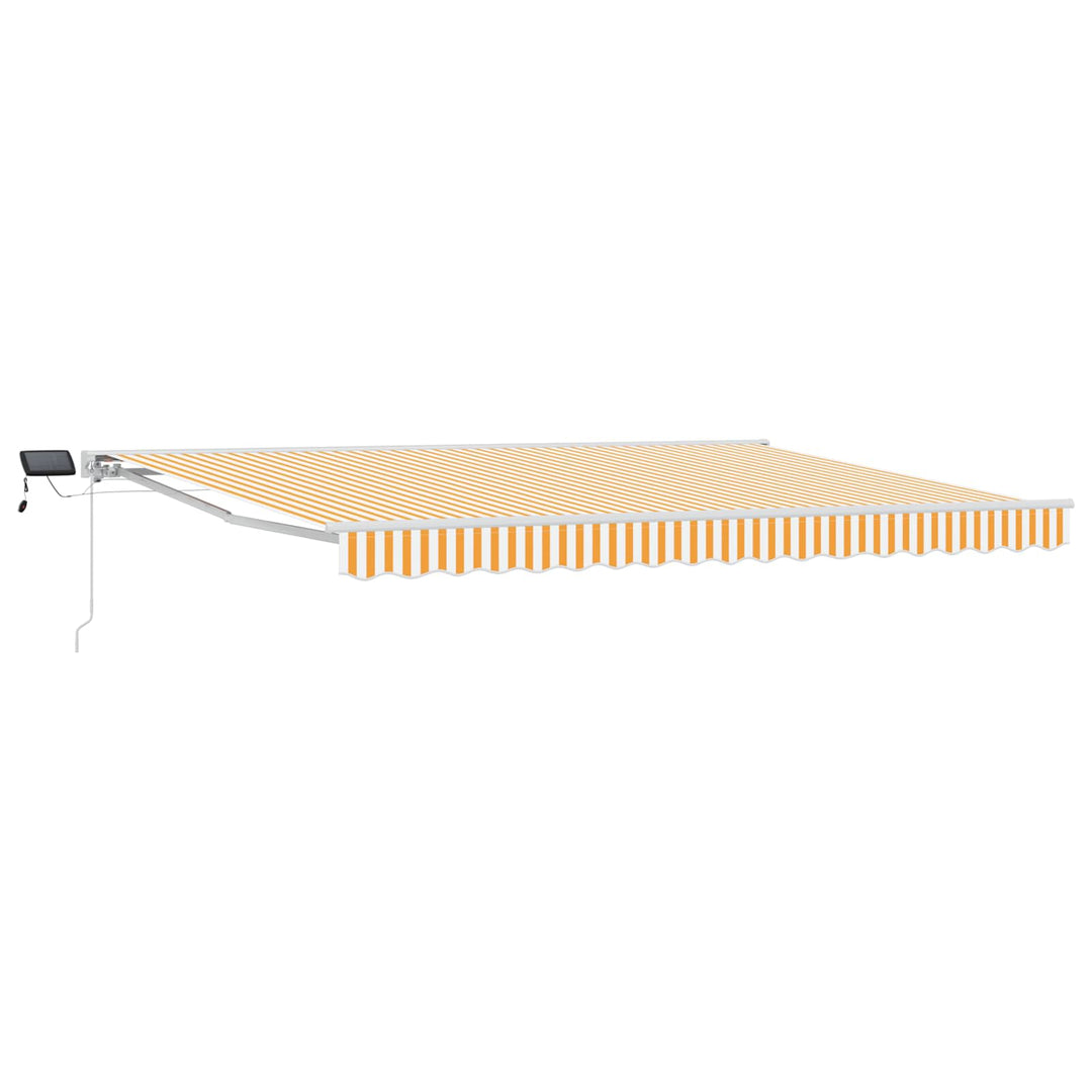 Manuel markise-ramme med LED-lys Gul og Hvid 4 x 2 m