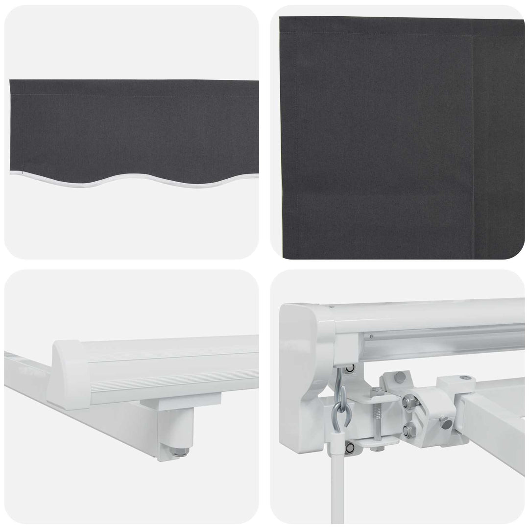 Manuel markise-ramme med LED-lys Hvid og antracit 4 x 2 m