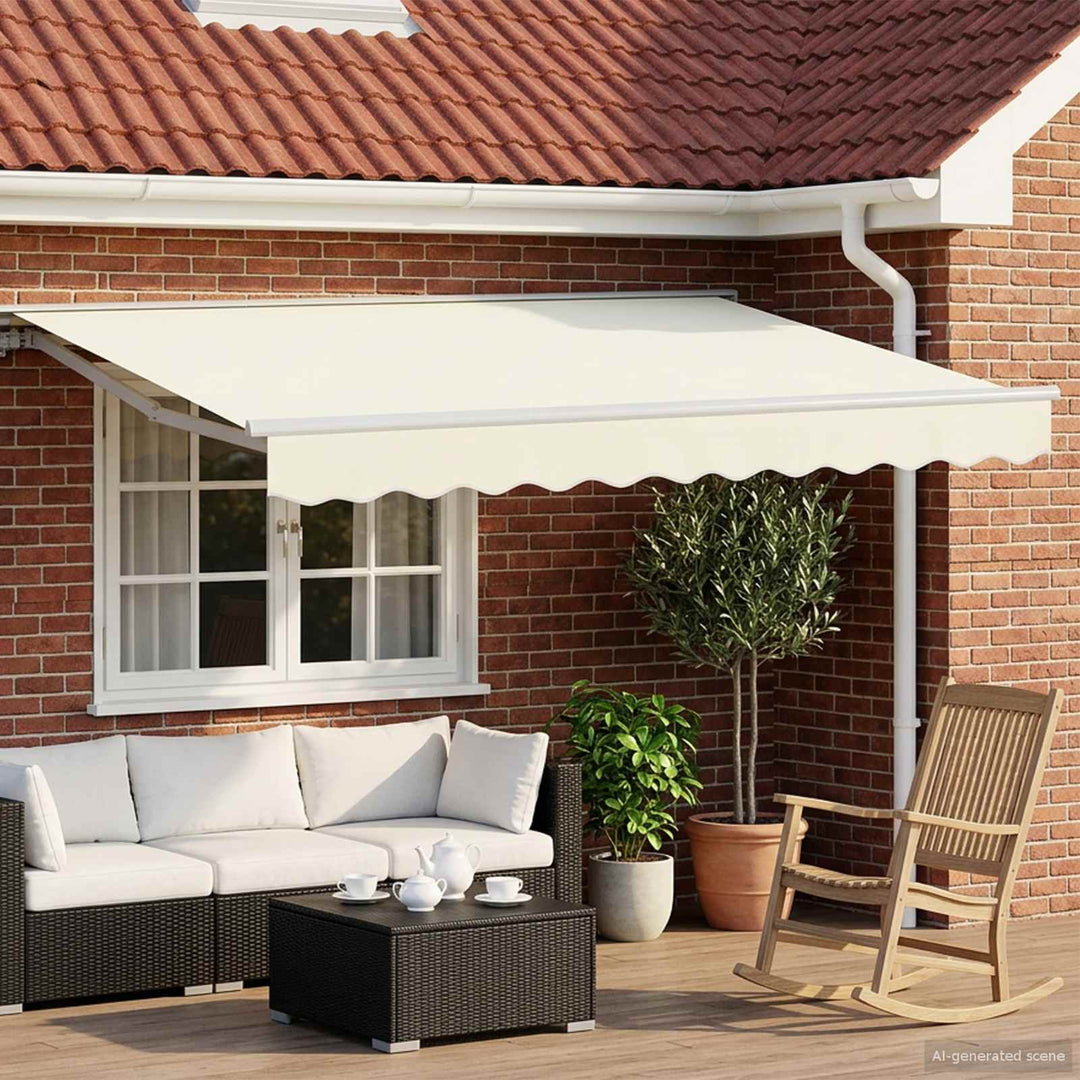 Manuel markise-ramme med LED-lys Creme og hvid 3 x 2,5 m