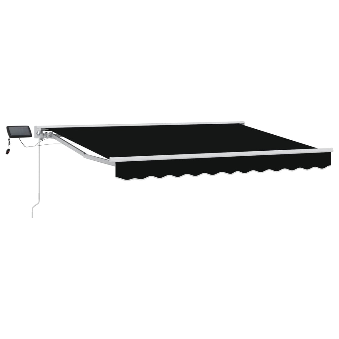 Manuel markise-ramme med LED-lys Sort og Hvid 3 x 2,5 m