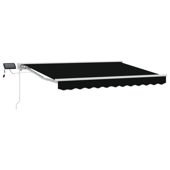 Manuel markise-ramme med LED-lys Sort og Hvid 3 x 2,5 m