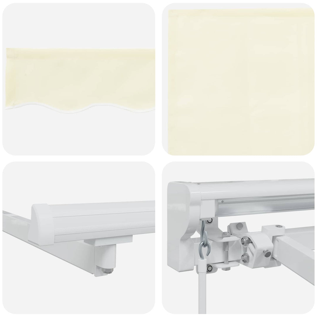 Manuel markise-ramme med LED-lys Creme og hvid 3,5 x 2,5 m