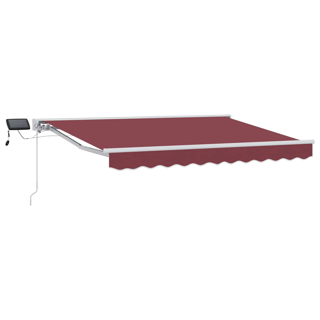 Manuel markise-ramme med LED-lys Bordeaux og Hvid 3,5 x 2,5 m