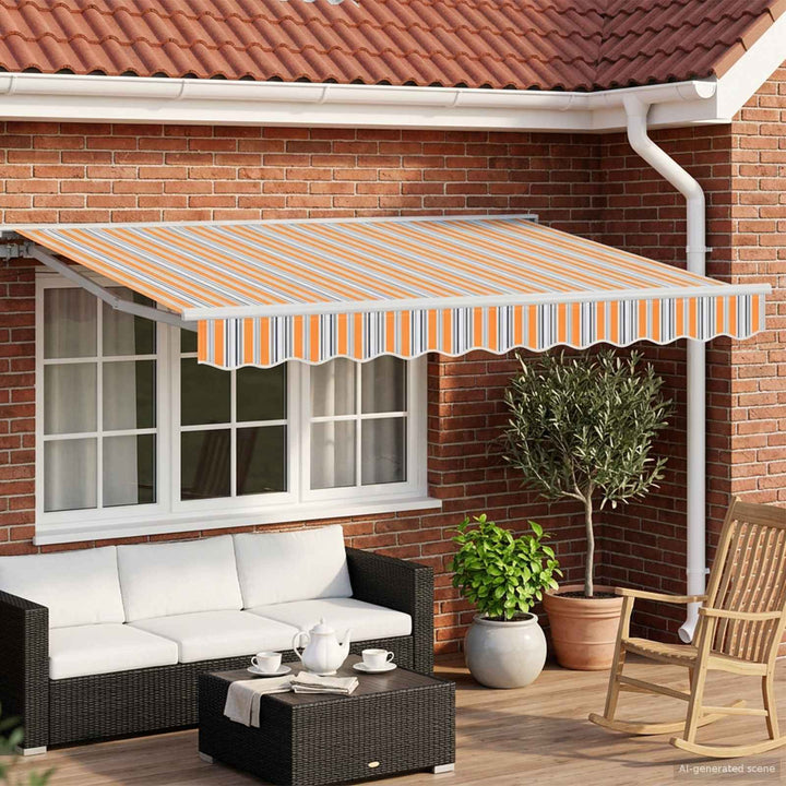 Manuel markise-ramme med LED-lys Blå, Orange, Hvid 3,5 x 2,5 m