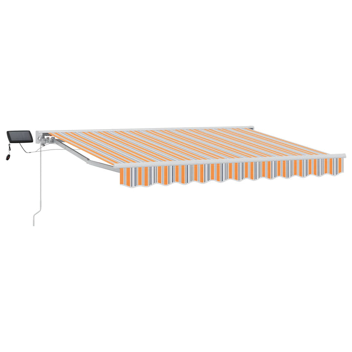 Manuel markise-ramme med LED-lys Blå, Orange, Hvid 3,5 x 2,5 m