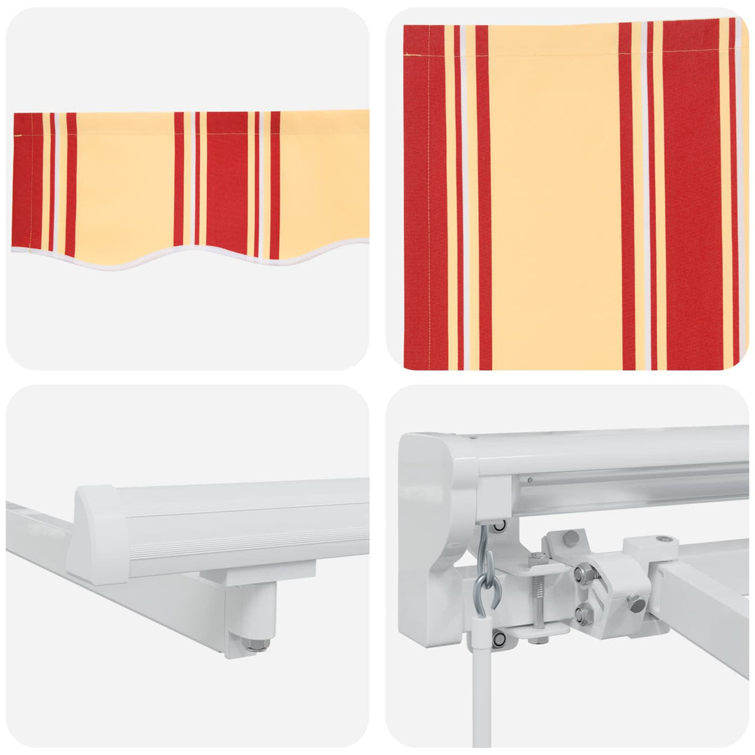 Manuel markise-ramme med LED-lys Gul, Orange og Hvid 4 × 3 m