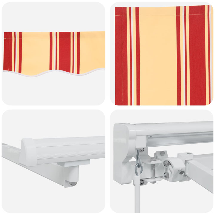 Manuel markise-ramme med LED-lys Gul, Orange og Hvid 4 × 3 m