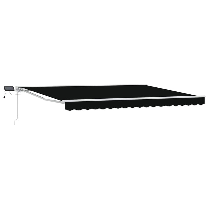 Manuel markise-ramme med LED-lys Sort og Hvid 4 × 3 m