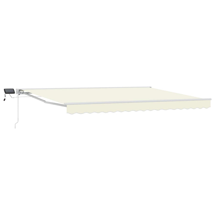 Manuel markise-ramme med LED-lys Creme og hvid 4 × 3,5 m