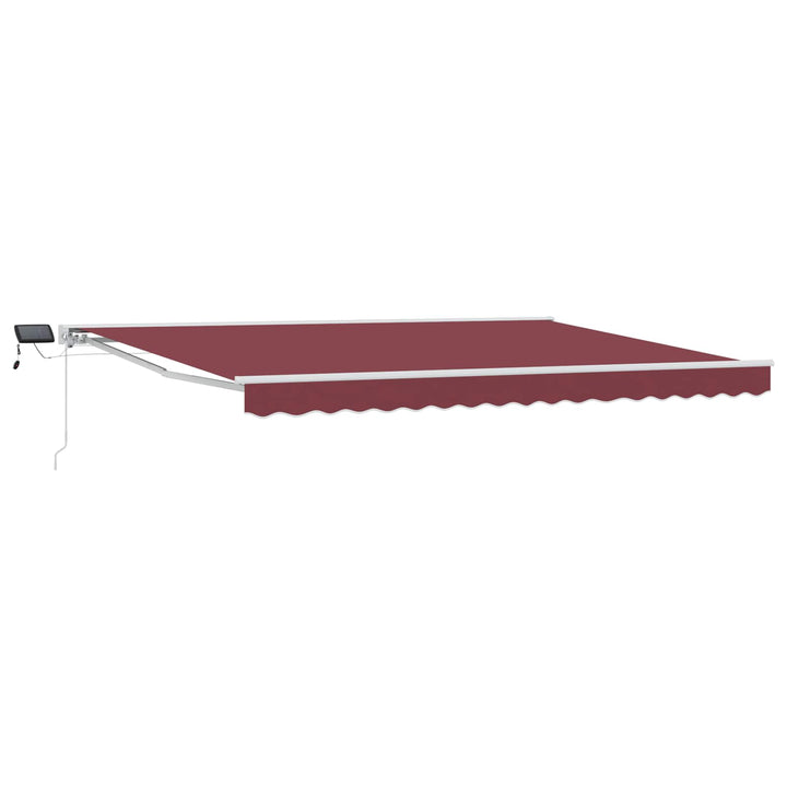 Manuel markise-ramme med LED-lys Bordeaux og Hvid 4 × 3,5 m