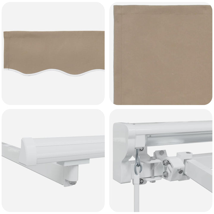 Manuel markise-ramme med LED-lys Beige og hvid 4,5 × 3 m