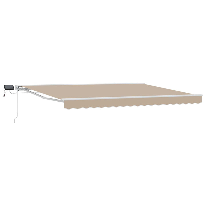 Manuel markise-ramme med LED-lys Beige og hvid 4,5 × 3 m