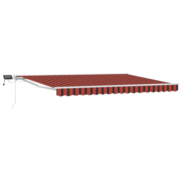 Manuel markise-ramme med LED-lys Orange, Sort og Hvid 5 x 3 m