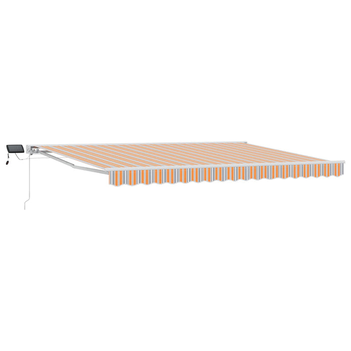 Manuel markise-ramme med LED-lys Blå, Orange, Hvid 5 × 3,5 m