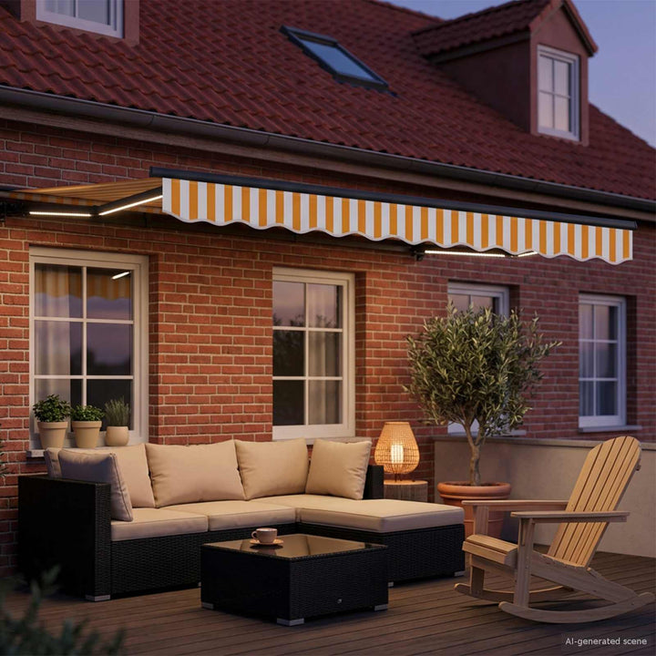 Manuel markise-ramme med LED-lys 2,5 x 2 m