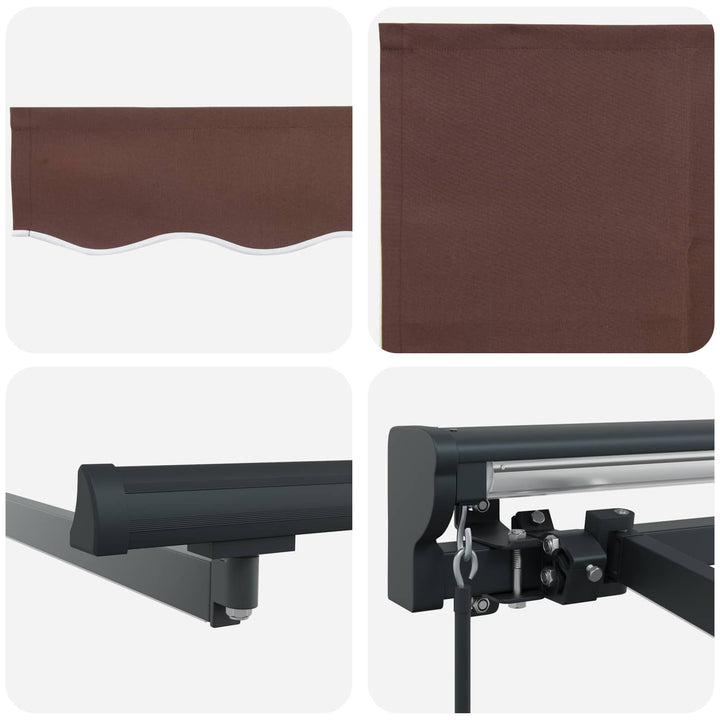 Manuel markise-ramme med LED-lys Brun og antracit 3 x 2 m