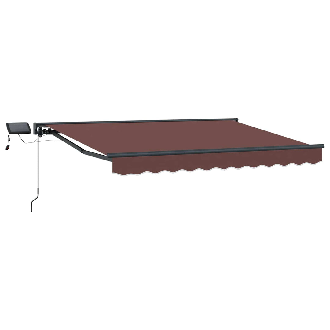 Manuel markise-ramme med LED-lys Brun og antracit 3 x 2 m