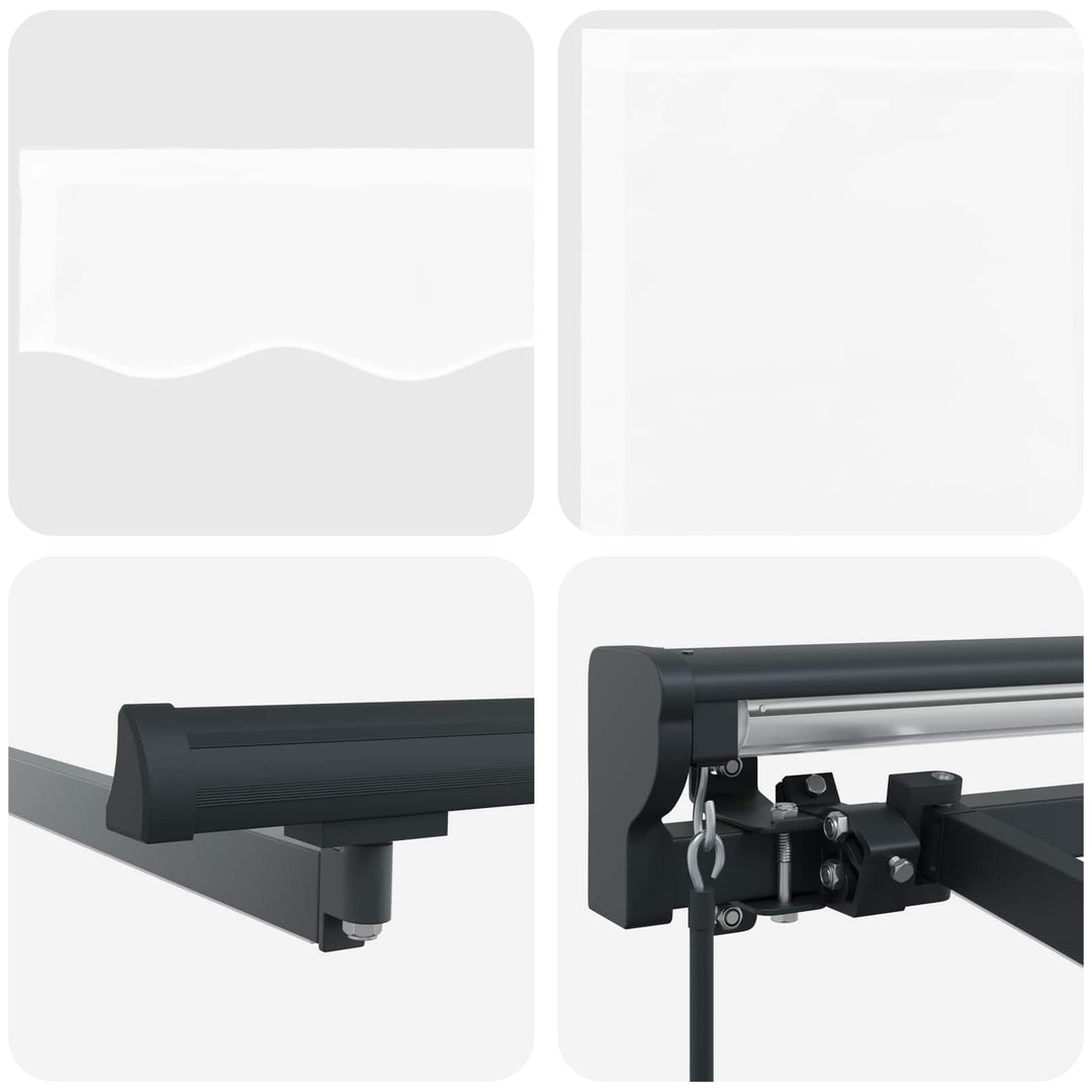 Manuel markise-ramme med LED-lys Hvid og antracit 3 x 2 m