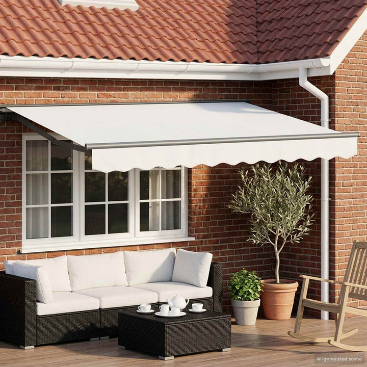 Manuel markise-ramme med LED-lys Hvid og antracit 3 x 2 m