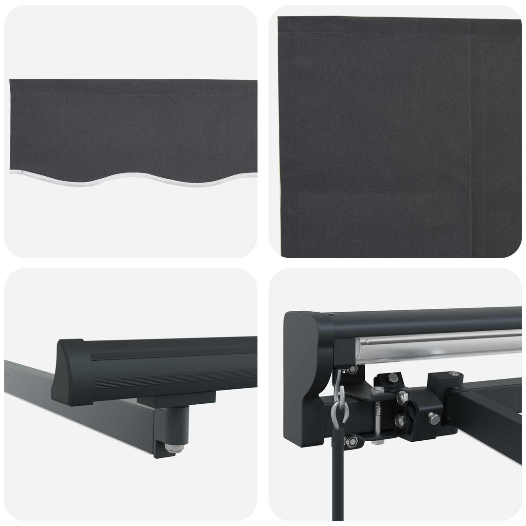 Manuel markise-ramme med LED-lys Antracit 3,5 x 2 m