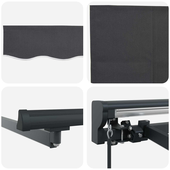 Manuel markise-ramme med LED-lys Antracit 3 x 2,5 m