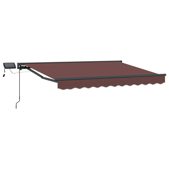 Manuel markise-ramme med LED-lys Brun og antracit 3,5 x 2,5 m