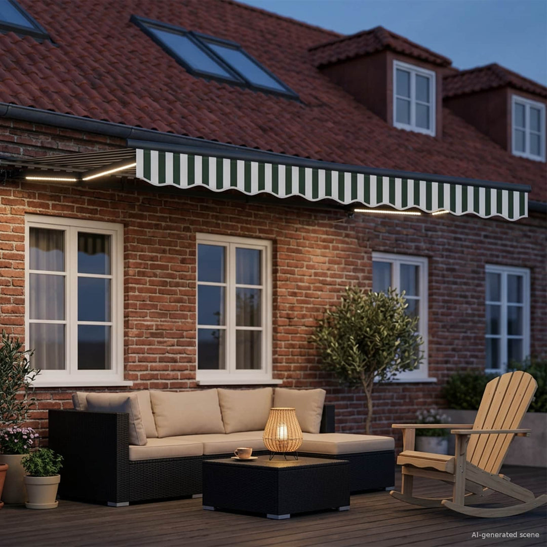 Manuel markise-ramme med LED-lys 3,5 x 2,5 m