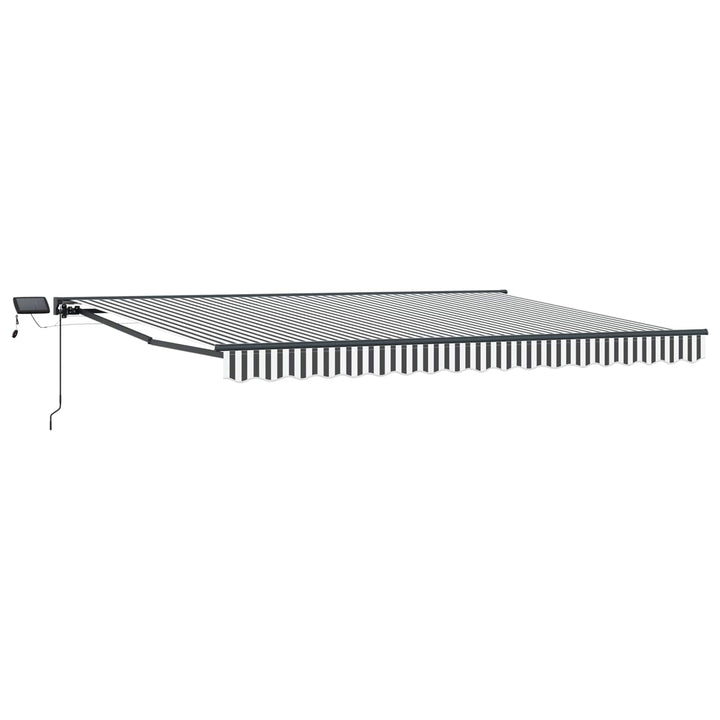 Manuel markise-ramme med LED-lys Anthracit og hvid 4 × 3 m