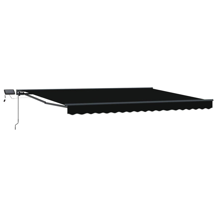 Manuel markise-ramme med LED-lys Sort og Anthracit 4 × 3 m