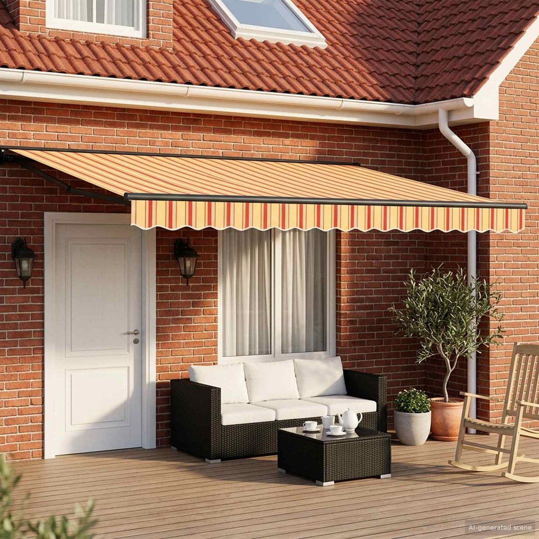 Manuel markise-ramme med LED-lys 4 × 3,5 m